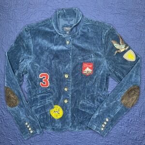 American Eagle Outfitters Navy Corduroy Blazer W/ Patches Elbow Pads & Button LG